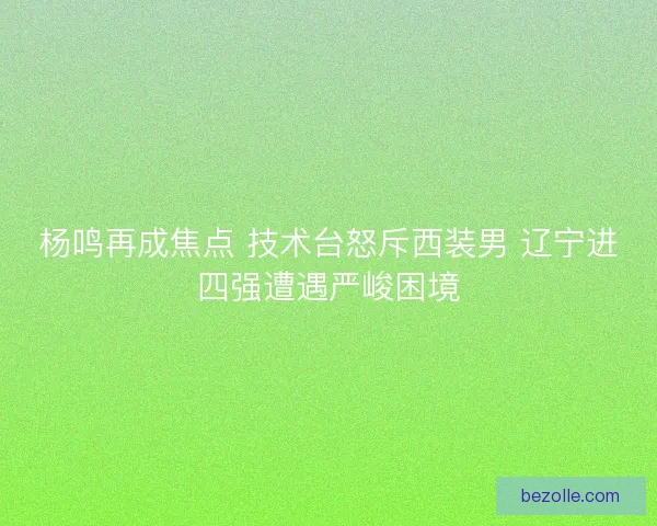 杨鸣再成焦点 技术台怒斥西装男 辽宁进四强遭遇严峻困境